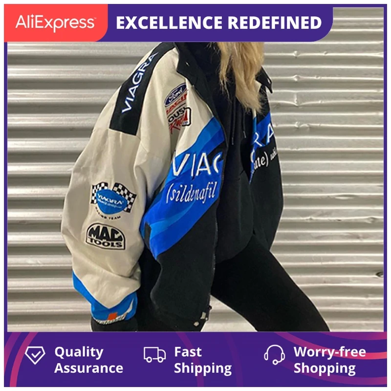 

Женская куртка с синим принтом, Повседневная Свободная куртка, новая спортивная стильная куртка-бомбер, Женское пальто с цветными блоками, ...