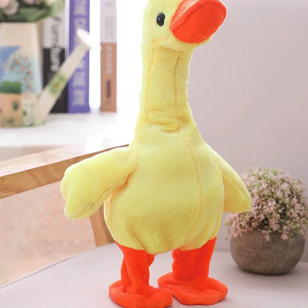 

Lifting neck duck plush toy screaming pulling neck little yellow duck walking singing electric duck toy