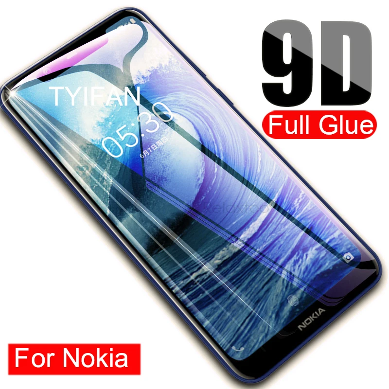 Закаленное стекло чехол для телефона Nokia 5 6 7 Plus 8 9 2,1 3,1 5,1 6,1 7,1X5X7 защитное стекло полное покрытие Защитная пленка для экрана безопасность