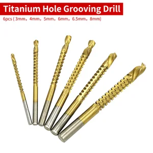 Пила Плотницкий инструмент 3 мм 4 мм 5 мм 6 мм 6,5 мм 8 мм 6 шт. кольцевая машина для нарезания канавок в дрель BitTitanium покрытием HSS Сверло для Пластик древесины деревообрабатывающий инструмент