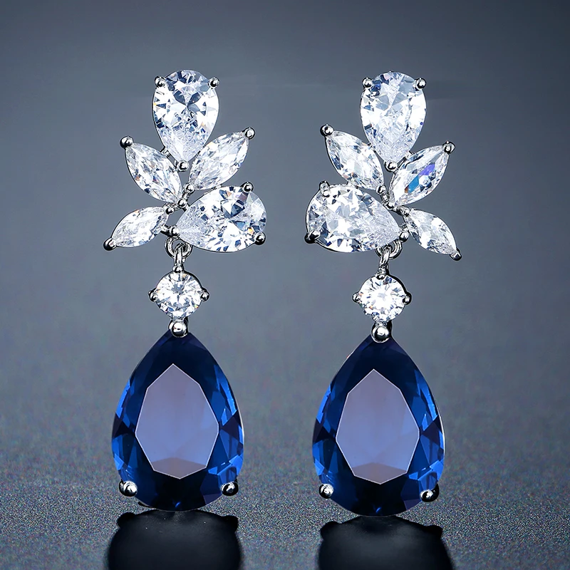 ZAKOL 4 цвета Капли Воды Кубический Цирконий Очаровательные Подвесные серьги