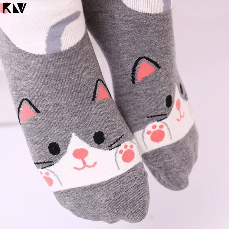 KLV/женские летние хлопковые носки-башмачки милые Мультяшные животные кролик