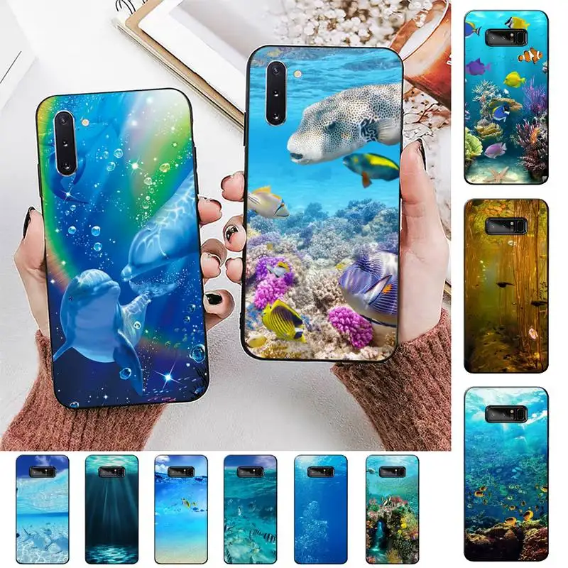 

FHNBLJ Underwater World dolphin Phone Case for Samsung Note 3 4 5 7 8 9 10 20 pro lite ultra for Oppo A9 2020