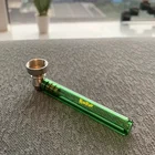 Портативные стеклянные трубки для курения травы, искусственная кожа с металлической чашей, прозрачная ручная ложка, Ванильная трубка, съемная для очистки