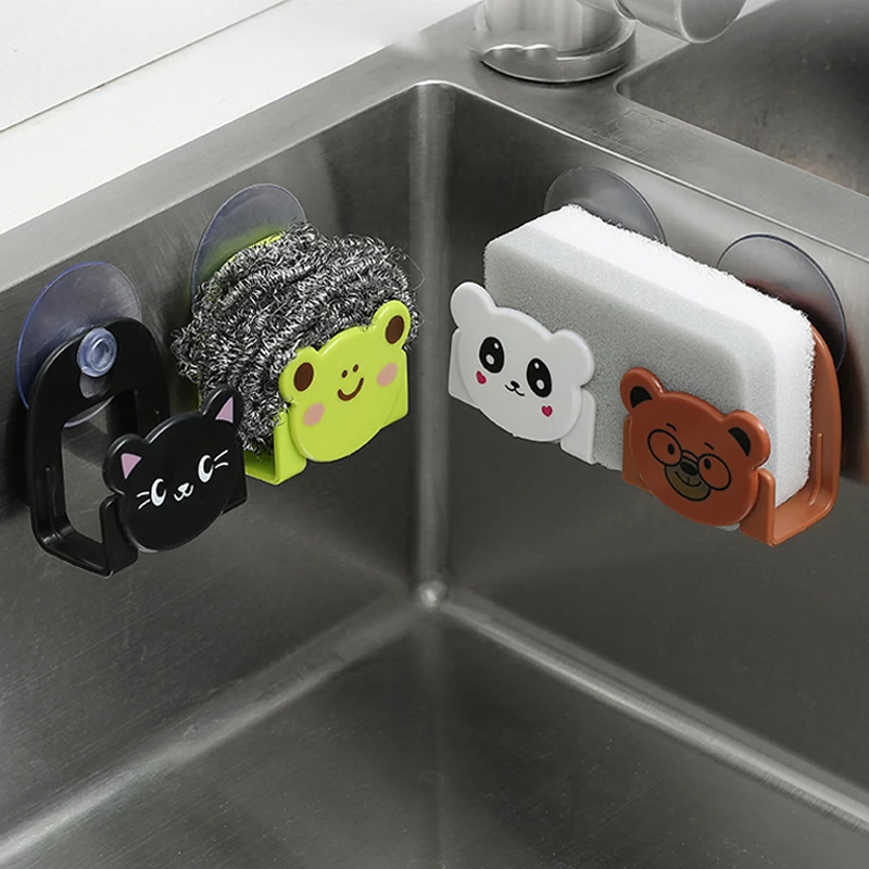 Стойка для хранения с сосущим диском и губкой принадлежности ванной комнаты