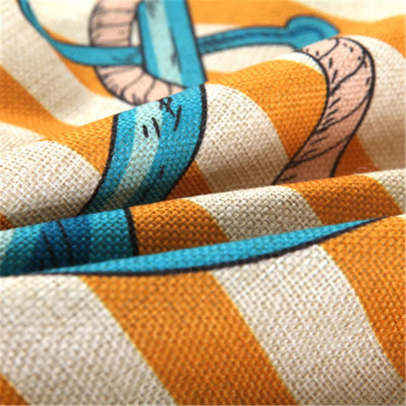 Навигационная льняная подушка с морской звездой темно синего цвета Морская