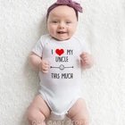 Футболки с надписью I Love My дядя это намного забавные носки для новорожденных Детские хлопковые Ползунки для новорожденных девочек и мальчиков, с коротким рукавом, модное, милое, спортивный костюм, наряд