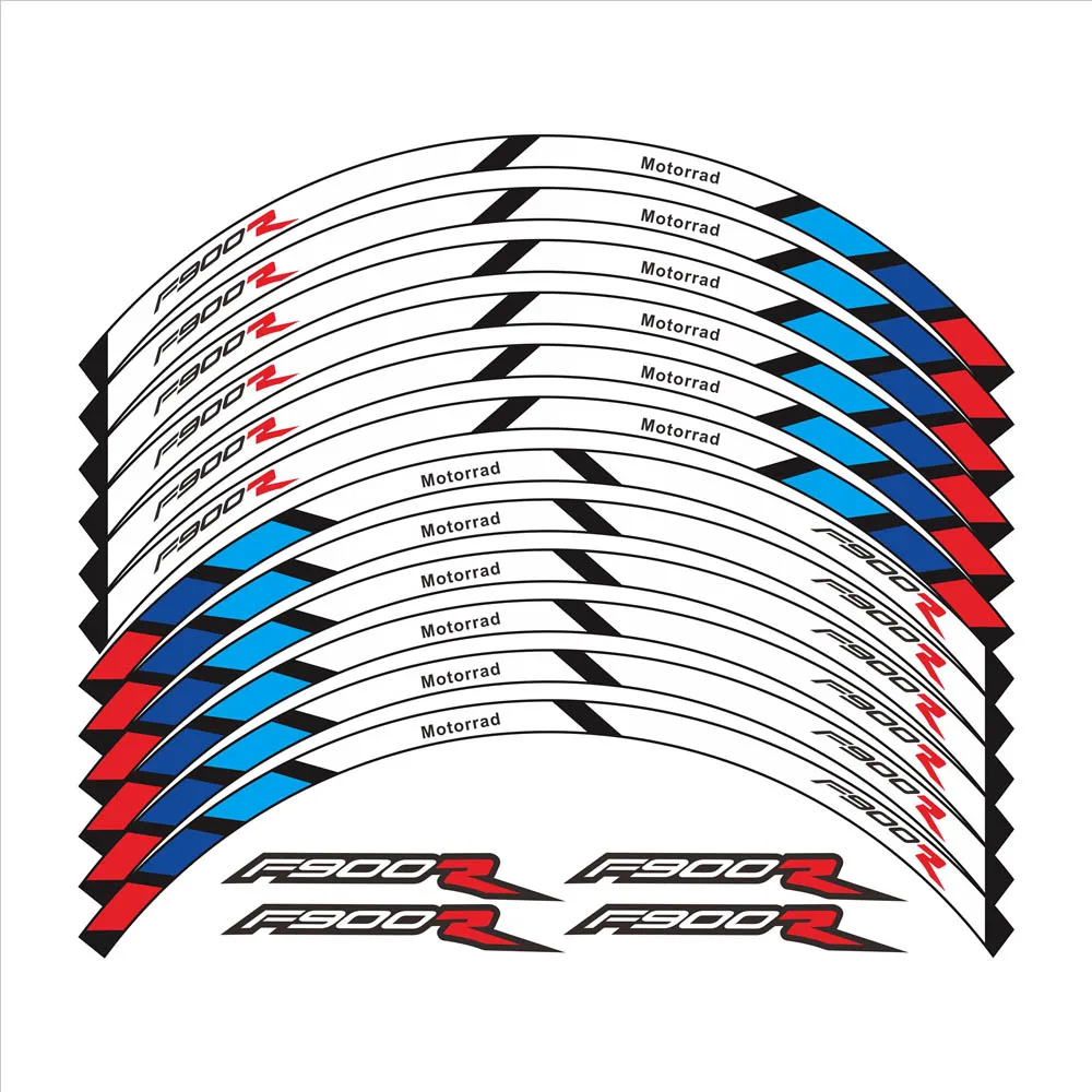 New 12 Pcs Motorcycle Wheels Stickers stripe moto Reflective Decorative protection Rim tire decals sticker For BMW F900R f900 r