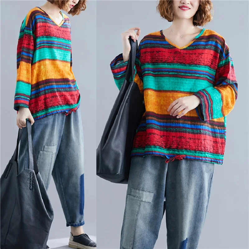 Корейский стиль хлопок плюс размер винтажная Осенняя Повседневная Свободная