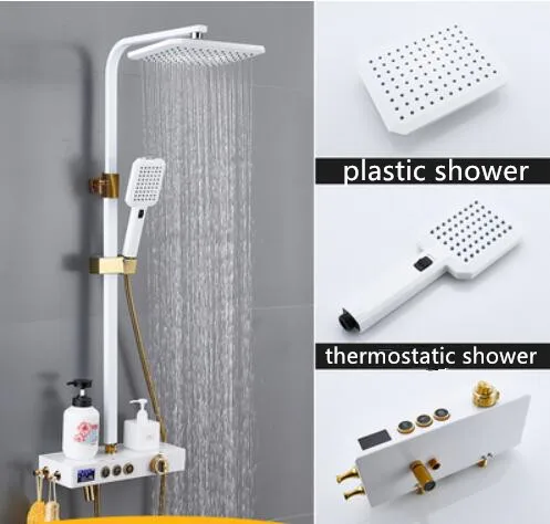 thermostatic Смеситель для душа с термостатом, настенный душ с постоянным дождем, смеситель для холодной и горячей ванны, черный душевой набор - Цвет: thermostatic