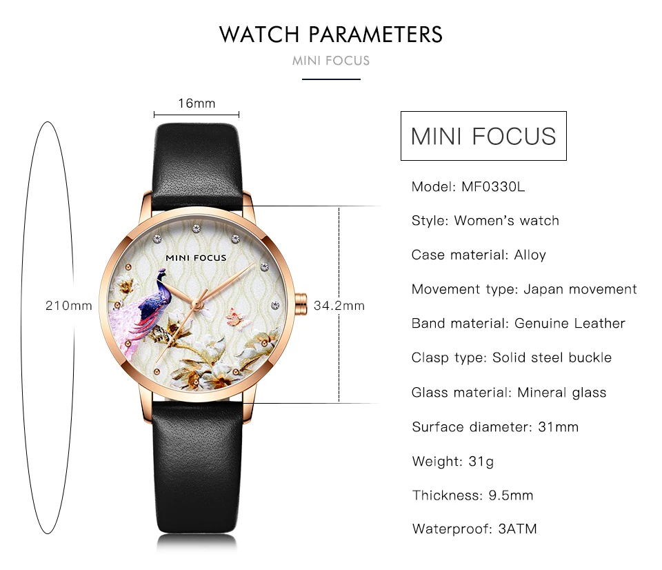 MINIFOCUS, модные женские синие кварцевые часы, лучший бренд, роскошные женские кожаные часы для часов, повседневные водонепроницаемые наручные часы, подарок для девочки