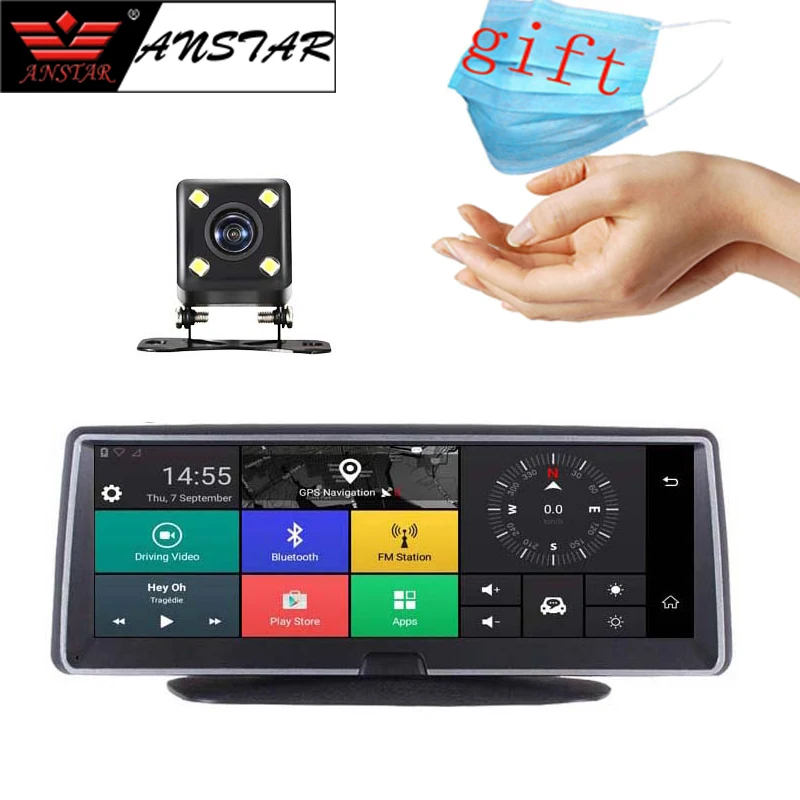 Автомобильный видеорегистратор ANSTAR 4G Android 5 1 Wi Fi GPS ADAS двойной объектив 1080P камера