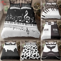 homesky black white piano bedding set luxury duvet cover art bed set queen king size comforter sets home textiles bedspreads