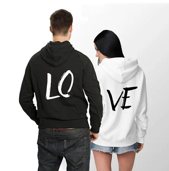

Couple Wear Moleton Tracksuit Pullover Women and Men Streetwear LO VE Letter Print Sweatshirts Oversize Hooded Loose Long Sleeve