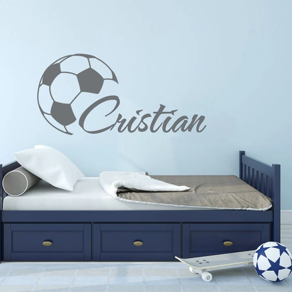Футбол Настенная Наклейка с именем Персонализированные виниловые настенные