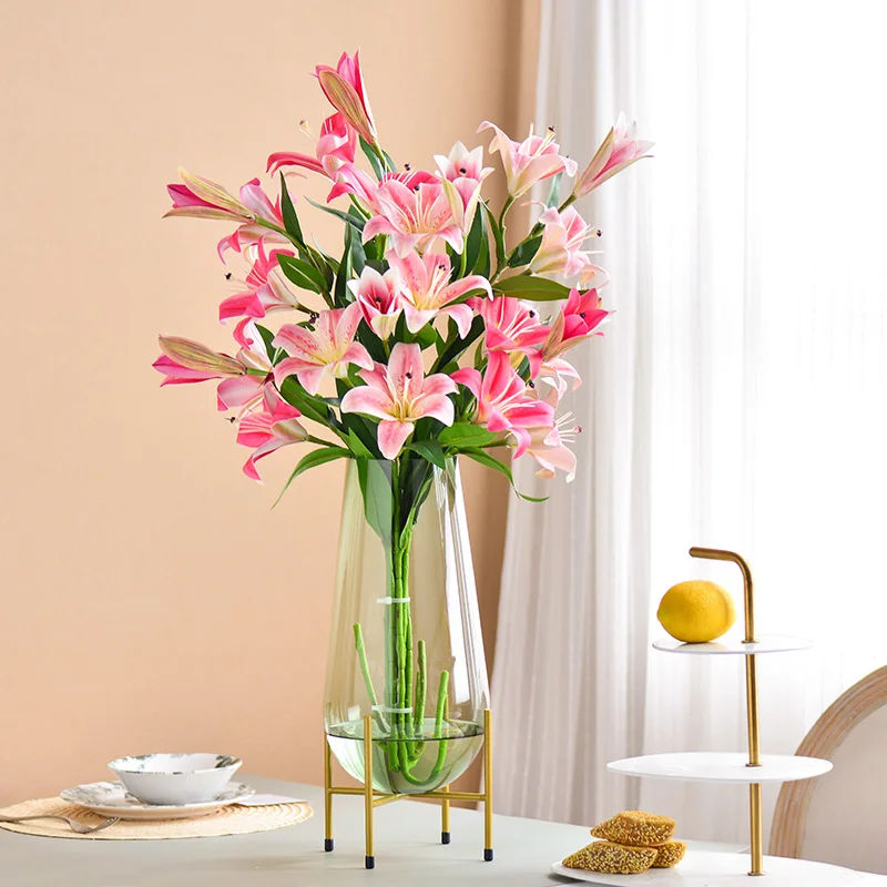 

Simulation flower lily adornment flowers, silk sitting room decoration desktop table floral bouquets of dried floor furnishing