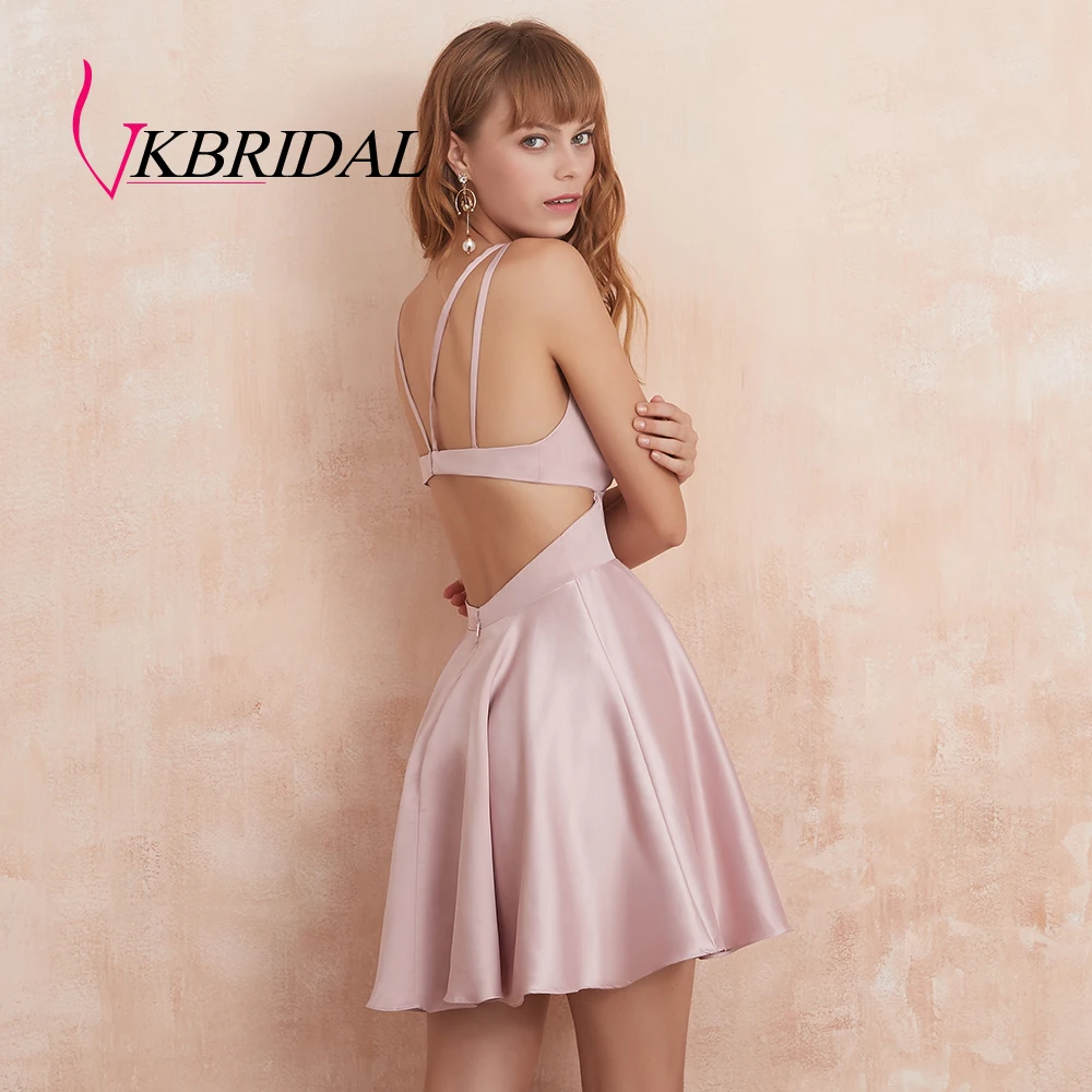 BKBRIDAL Сексуальные Короткие Выпускные платья 2019 Новый дизайн Спагетти V-образный