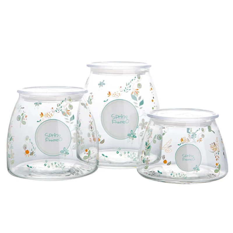 

3PCS/SET Nordic Glass Bottle Household Storage Tank Food Acceptance Flower Tea Moisture-proof Bottles Decoration Organizer Jars