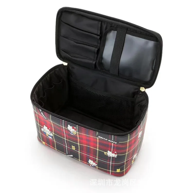 Sanrio косметичка Hello Kitty клетчатая сумка дамская сумочка кошелек с подвеской