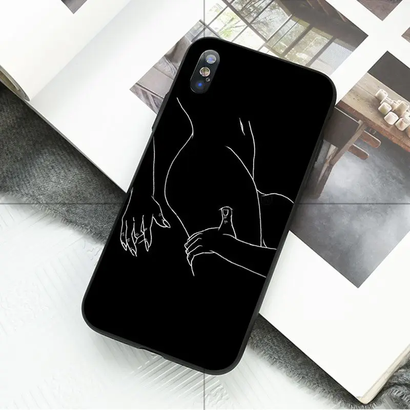 Ruicaica черно-белая линия арт смарт-чехол черный мягкий чехол для iPhone X XS MAX 6 6S 7 7plus 8