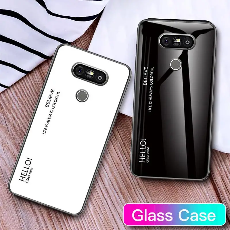 Блестящий градиент закаленное Стекло чехол для LG G5 G6 G7 G8 ТПУ Мягкий противоударный edge чехол для телефона на стене для LG G8 G7 G6 G5 задняя защитная крышка