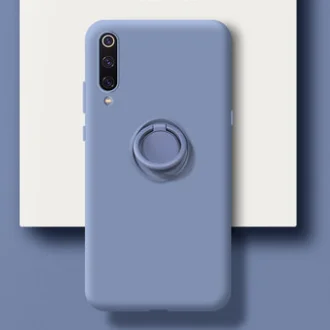 

Soft Liquid Silicone Phone Case For Xiaomi 8 9 10 CC9 Pro Stand Ring Holder Back Cover For Xiaomi Redmi K30 K20 8 7 6 5 Pro Case