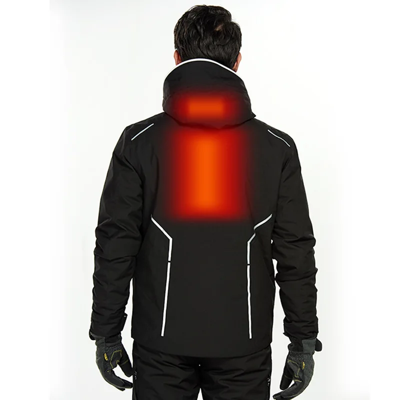 Мужской зимний лыжный костюм куртка с капюшоном и USB подогревом