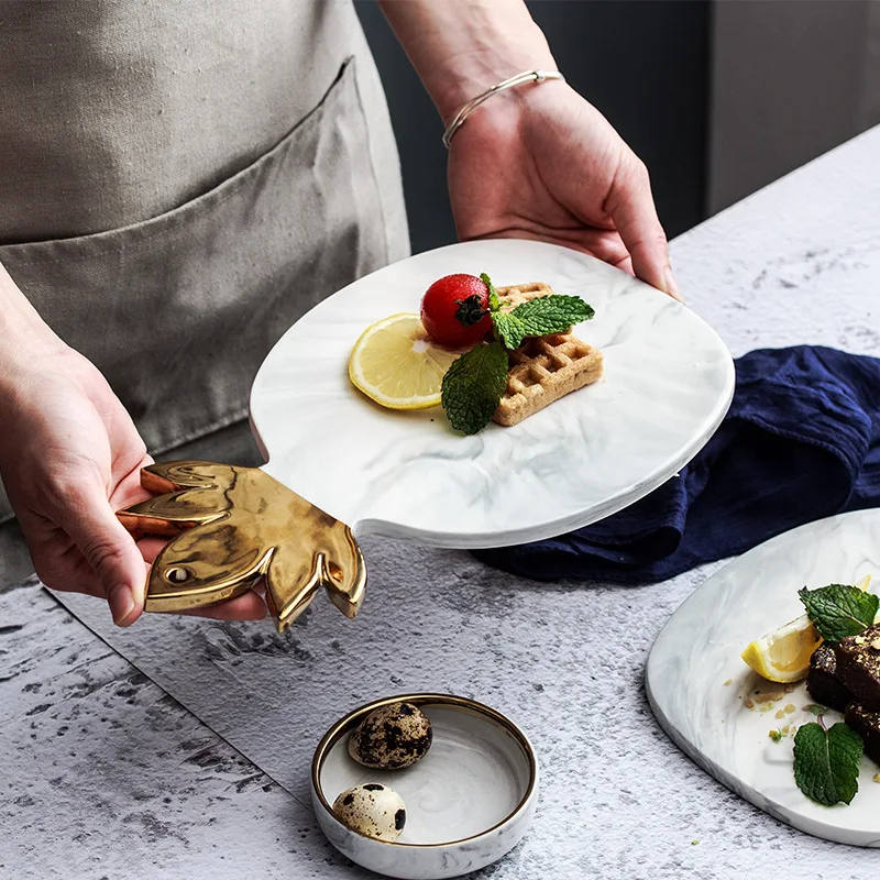 LEKOCH благодарность и отзывы керамическая тарелка с мраморным узором в