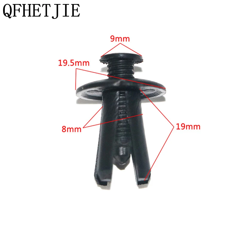

100pcs Black Plastic Auto Fastener Vehicle Car Bumper Clips Retainer Rivet Door Panel Fender Liner For Honda Acura AUDI