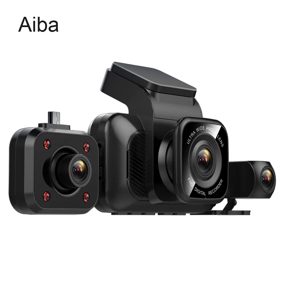 Aiba A12 APP WDR камера для приборной панели ночного видения Автомобильная камера рекордер три объектива Автомобильный видеорегистратор Встроенный WiFi тире камера 24H монитор парковки