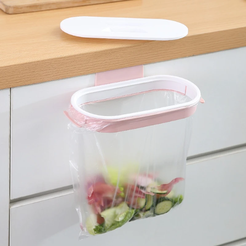 

Garbage Bag Holder Kitchen Cabinet Door Basket Hanging Trash Can Waste Bin Garbage Rack Tool Storage Holder Kitchen Organizer