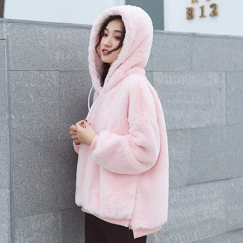 Женские толстовки 2019 Зимние Теплые Топы с капюшоном свободные мягкие милые