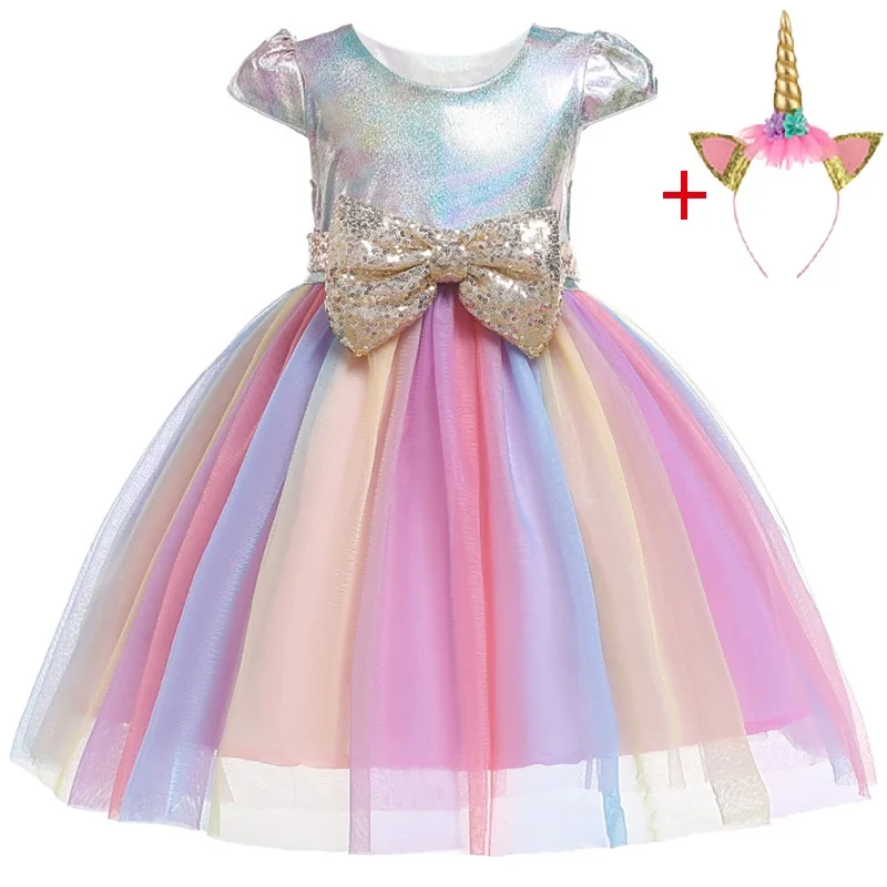 Kids Unicorn Dress for Girls Embroidery Flower Ball Gown Baby Girl Princess Dresses Party Costumes Children Clothing | Детская одежда и