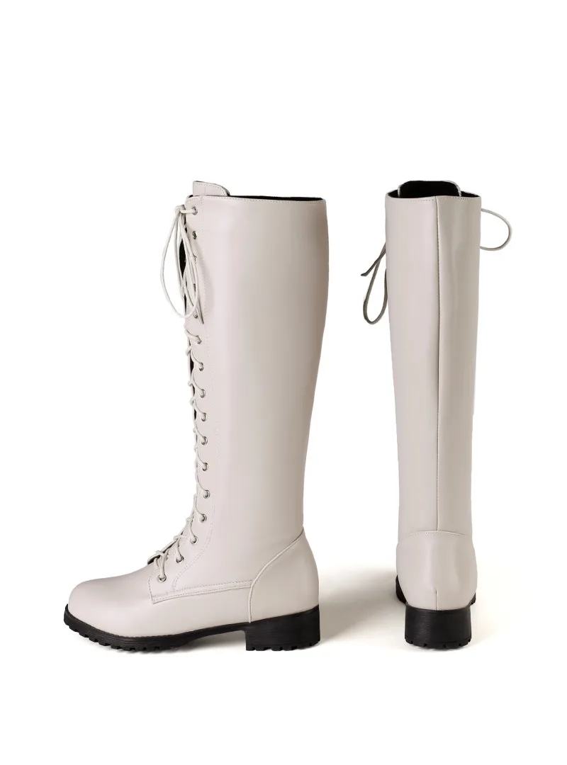 Ботинки женские зимние с перекрестным шнурком круглым носком большие размеры 9 10