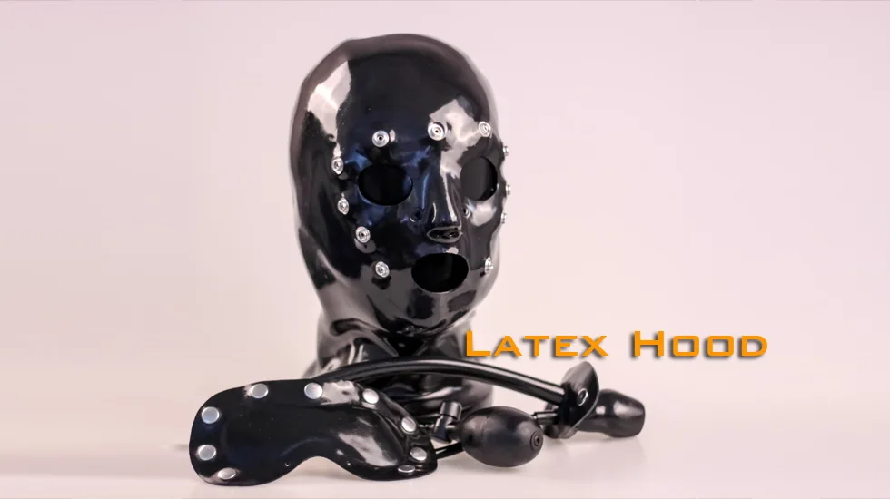 

(FErubber 13) 100% Natural Rubber Latex Integrated Molding Head Eye Mask Headhood SM Fetish Training Game Black Crossdressing