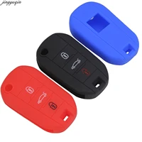 jingyuqin 30pcslot 3 buttons silicone car key cover case shell fob for citroen peugeot 208 508 2008