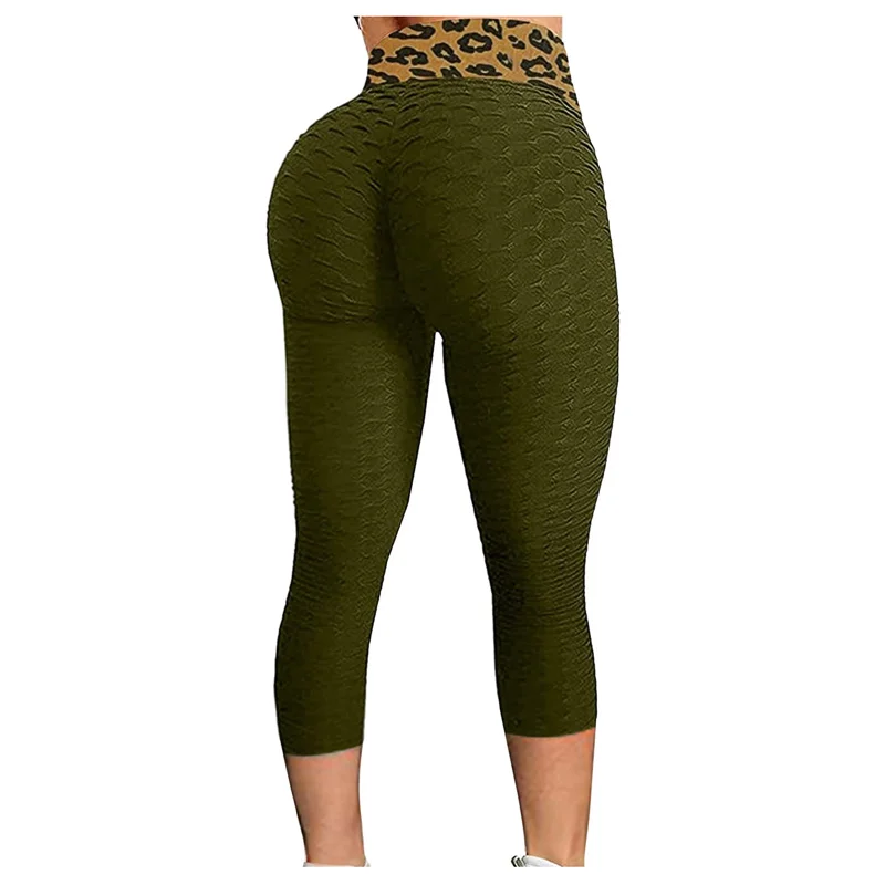

5 Color Sexy Leopard Print High Waisted Mid Calf Yoga Pants Workout Legging for Women Girl Lady Gym Sport Exercise Tight Fitness