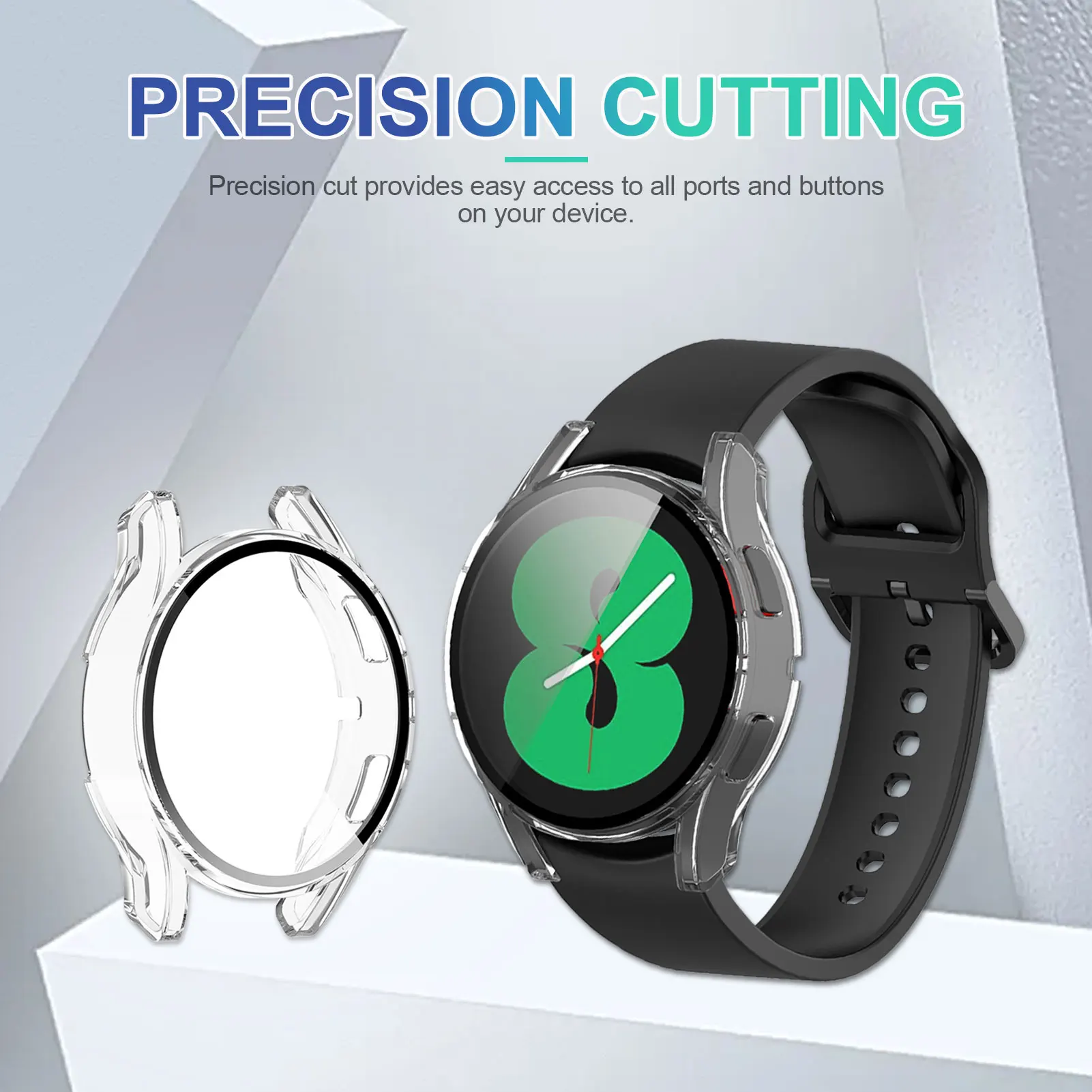 

Для часов Samsung Galaxy Watch 4 (40 мм/44 мм), привлекательная пленка из поликарбоната с закаленным покрытием, мягкий силиконовый чехол-бампер