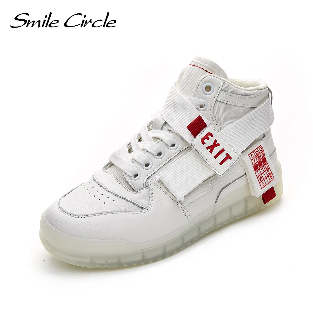 

Smile Circle/женские кроссовки; Обувь на плоской платформе; Модная повседневная женская обувь с высоким берцем; Цвет белый, черный