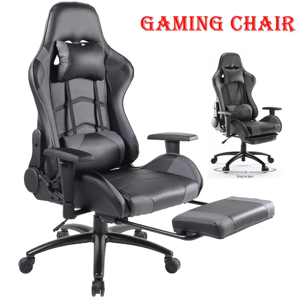 

Gaming Chair Racing Office Chair High Back PU Leather Computer Desk Executive and Ergonomic Swivel Chair with Headrest