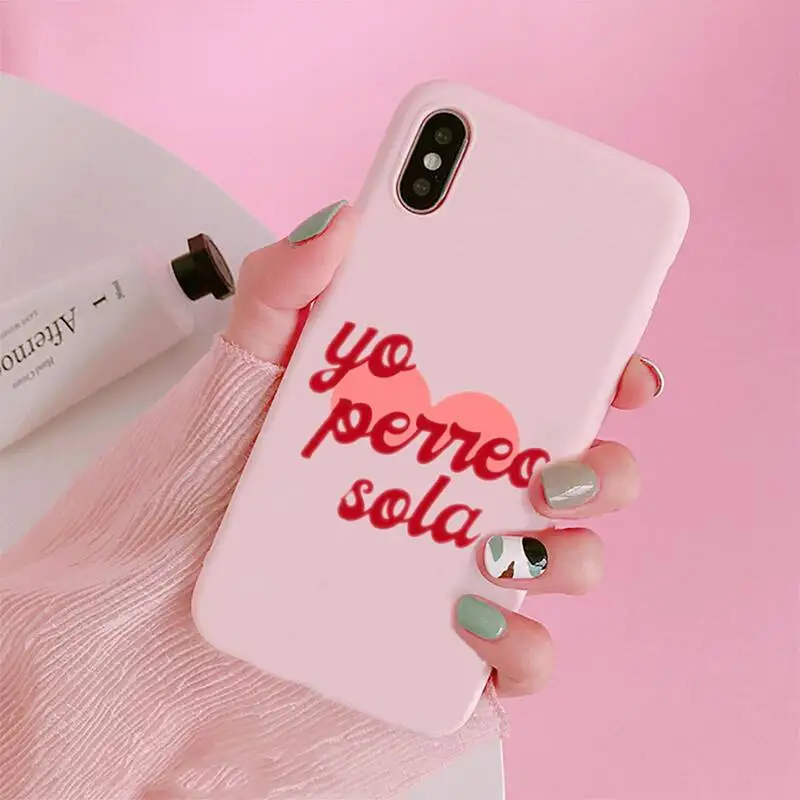 

Yo Perreo Sola Bad Bunny Maluma Phone Case Candy Color Pink for iPhone 11 pro XS MAX 8 7 6 6S Plus X 5S SE 2020 XR