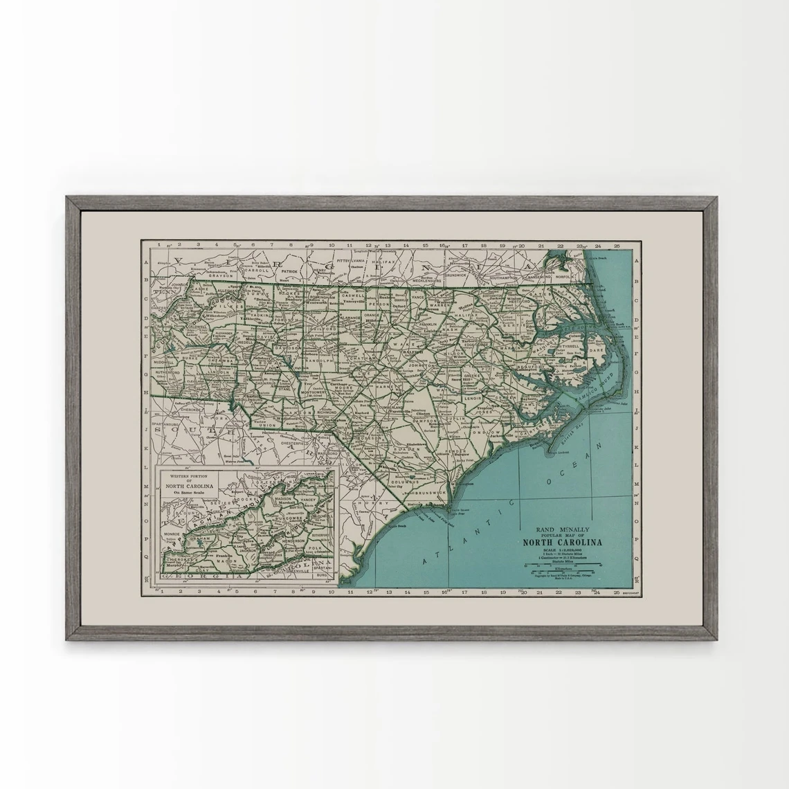 

Северная зеленая-винтажная карта Северной Каролины-настенное искусство Северной Каролины, ВИНТАЖНЫЙ ПЛАКАТ, Карта путешествий, плакат Сев...