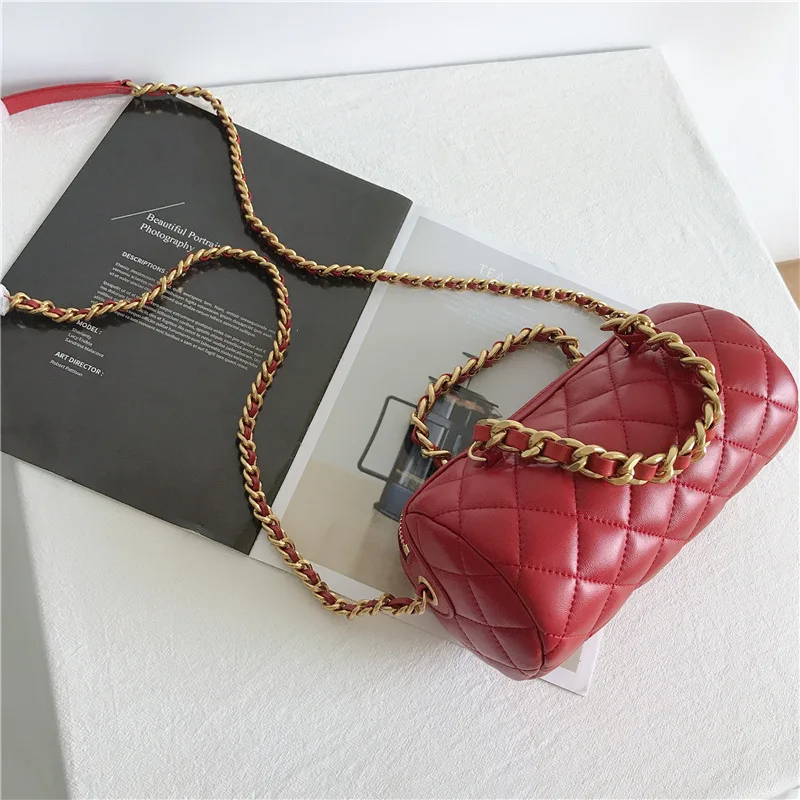 

Genuine Sheepskin Leather Women Shoulder Bags Luxury Designer Chains Crossbody Bag 2020New Soft Diamond Lattice Ladies Hand Bags