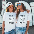 Футболки She Is My BFF pair для женщин, футболка с принтом лучшего друга в стиле Харадзюку, кавайная Женская одежда, топы 2020, женская футболка с пальцами