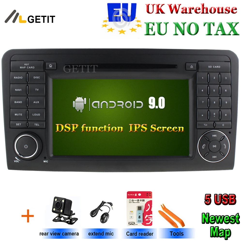 Android 9 автомобильный DVD плеер стерео для Mercedes/Benz ML GL Class W164 X164 ML300 GL320 с радио WiFi Bluetooth