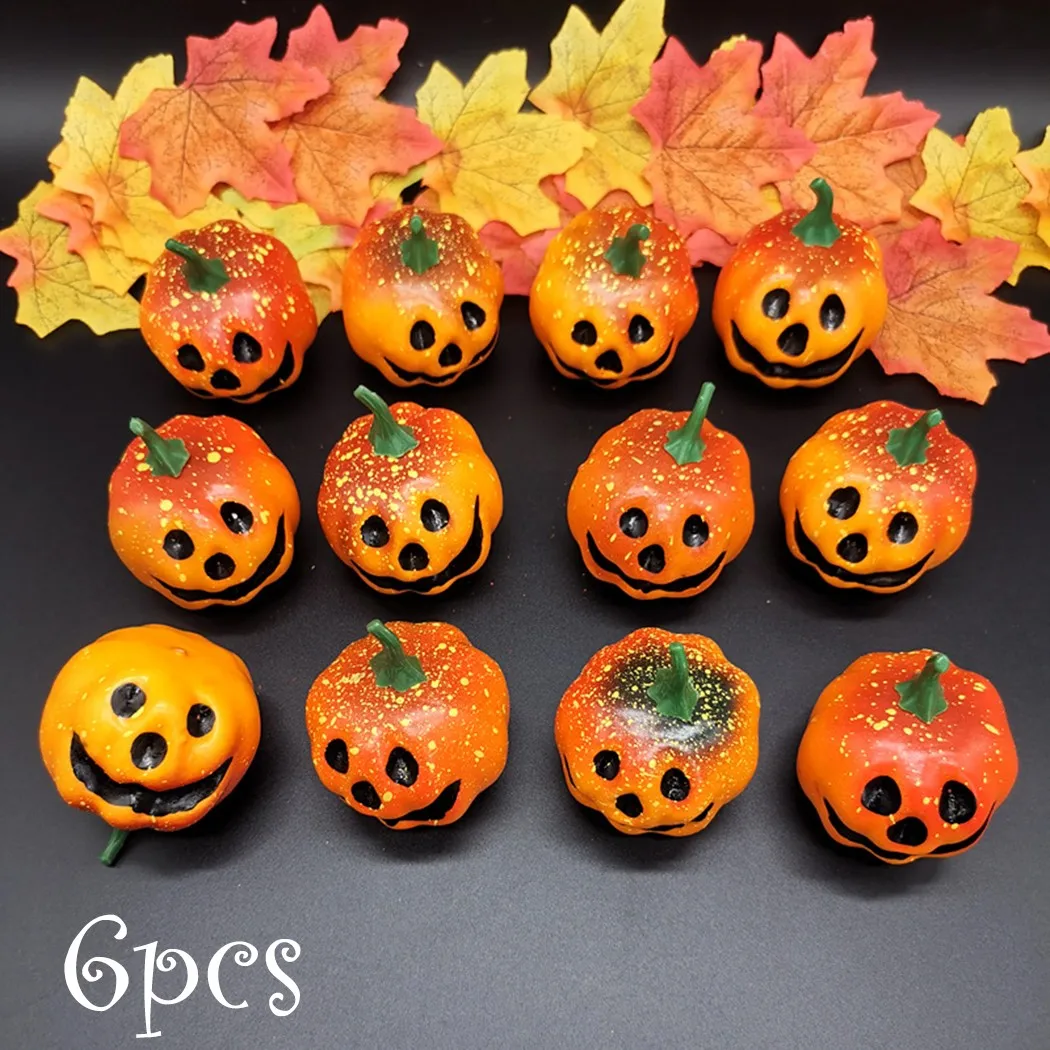 

6Pcs Artificial Mini Foam Pumpkin Simulation Props Party Halloween Christmas Home Party Decor Smile Pumpkin
