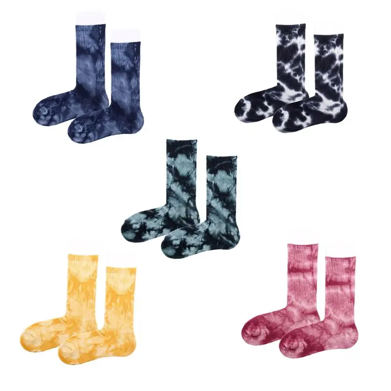 Новинка Яркие хлопковые носки унисекс с галстуком краской Harajuku Чулки для