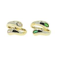 green white cubic zirconia cz dome gold color double tear drop shaped open adjust women rings