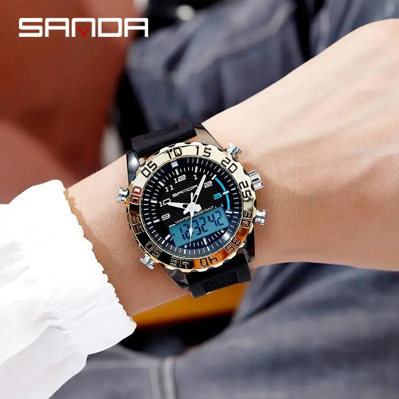 Часы наручные мужские цифровые спортивные светодиодные водонепроницаемые