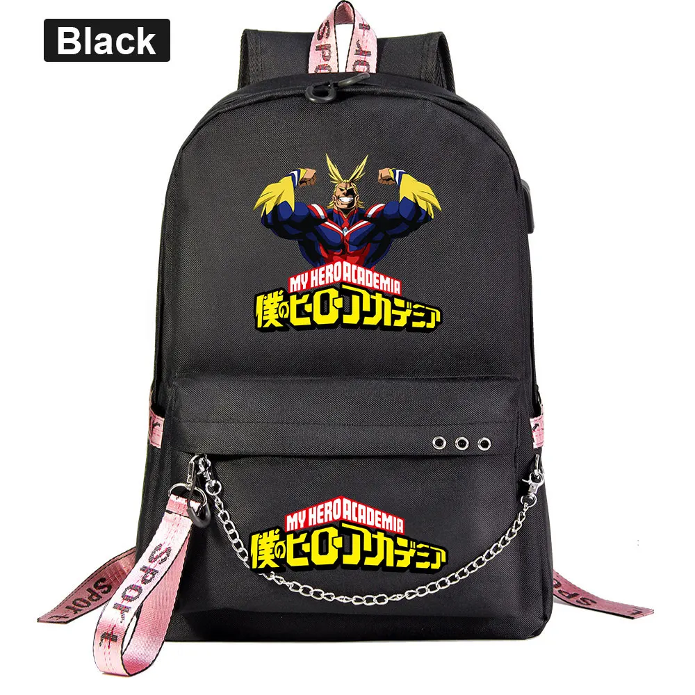 

New Anime Cute My Hero Academia Prints Boy Girls Kids School Book Bags Women USB Chain Backpack Canvas Men Travel Laptop Bagpack